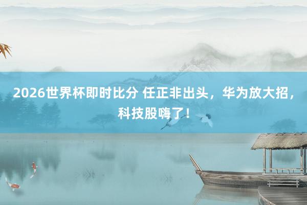2026世界杯即时比分 任正非出头，华为放大招，科技股嗨了！
