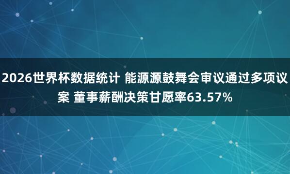 2026世界杯数据统计 能源源鼓舞会审议通过多项议案 董事薪酬决策甘愿率63.57%