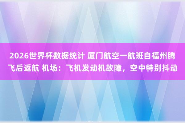 2026世界杯数据统计 厦门航空一航班自福州腾飞后返航 机场：飞机发动机故障，空中特别抖动