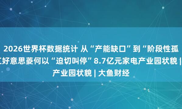 2026世界杯数据统计 从“产能缺口”到“阶段性孤高”， 长虹好意思菱何以“迫切叫停”8.7亿元家电产业园状貌 | 大鱼财经