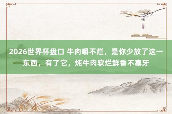 2026世界杯盘口 牛肉嚼不烂，是你少放了这一东西，有了它，炖牛肉软烂鲜香不塞牙