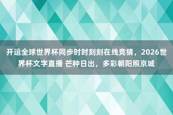 开运全球世界杯同步时时刻刻在线竞猜，2026世界杯文字直播 芒种日出，<a href=