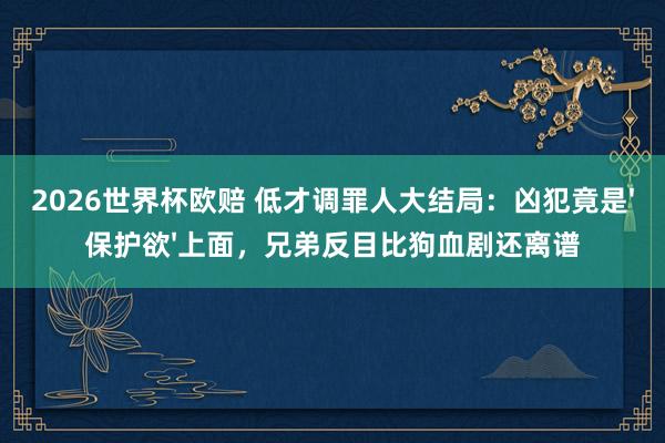2026世界杯欧赔 低才调罪人大结局：凶犯竟是'保护欲'上面，兄弟反目比狗血剧还离谱