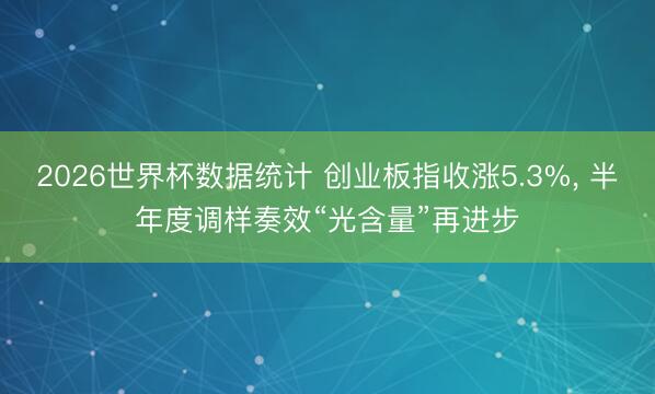 2026世界杯数据统计 创业板指收涨5.3%， 半年度调样奏效“光含量”再进步