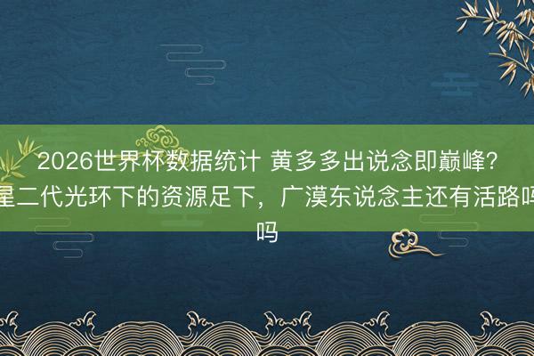 2026世界杯数据统计 黄多多出说念即巅峰？星二代光环下的资源足下，广漠东说念主还有活路吗