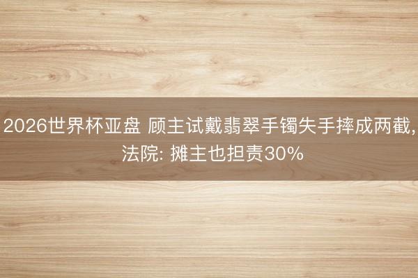 2026世界杯亚盘 顾主试戴翡翠手镯失手摔成两截， 法院: 摊主也担责30%